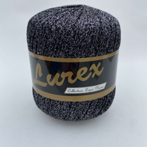 Lurex Glittery Yarn 18 Silver on Black