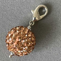 Peach cernit pearl with rhinestones